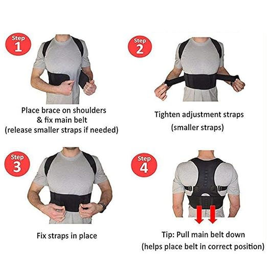 Unisex Posture Corrector Back Brace - Hand Washable Snap Closure Support Belt for Improved Posture, Slouch Reduction, Running Posture Trainer with Magnetic Closure