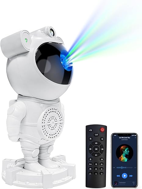 Star Projector Night Light with Speaker 360°Adjustable Design, Astronaut Nebula Galaxy Night Light Projector for Children Adults Baby Bedroom, Party Game Room