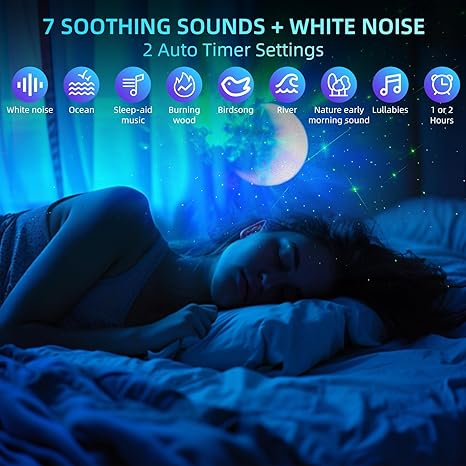 Star Projector Night Light with Speaker 360°Adjustable Design, Astronaut Nebula Galaxy Night Light Projector for Children Adults Baby Bedroom, Party Game Room