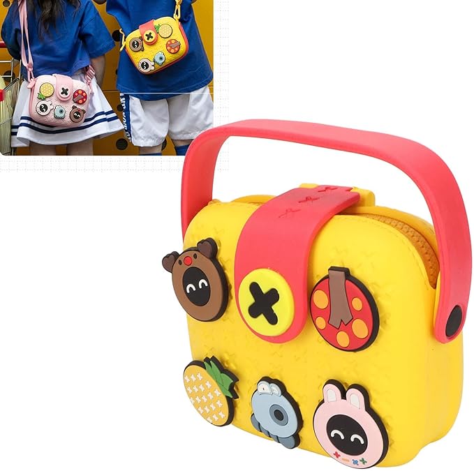 Little Girls Shoulder Bag, Cute Cross Body Bag for Kids -Yellow and Pink