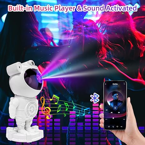 Star Projector Night Light with Speaker 360°Adjustable Design, Astronaut Nebula Galaxy Night Light Projector for Children Adults Baby Bedroom, Party Game Room