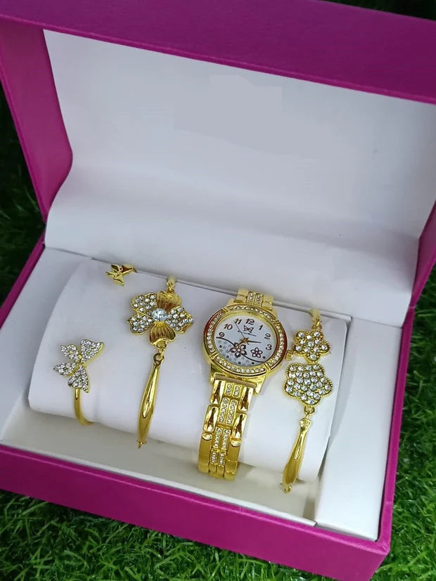 Glamour Link Watch & Bracelet Set