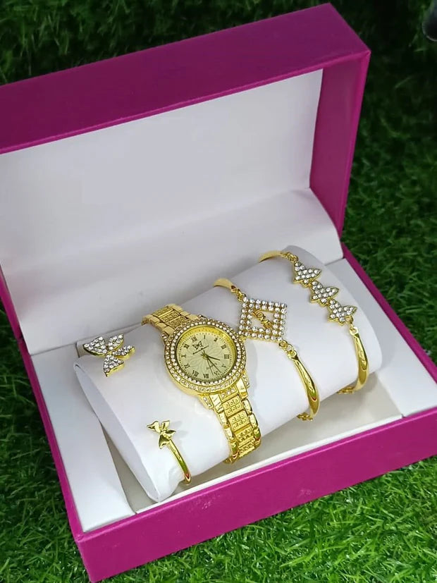 Glamour Link Watch & Bracelet Set