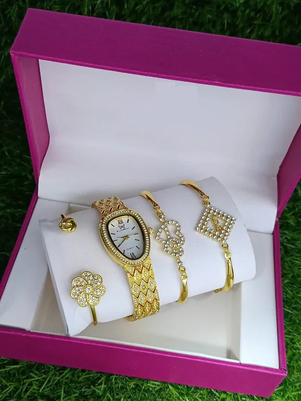 Glamour Link Watch & Bracelet Set