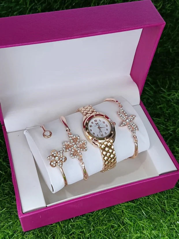 Glamour Link Watch & Bracelet Set